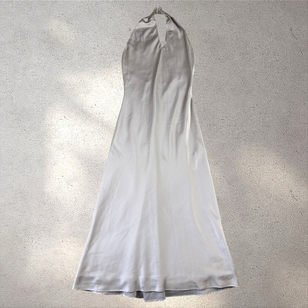 Show Me Your MuMu Satin Jasmine Halter MIDI Dress In Champagne Size S - Picture 4 of 9